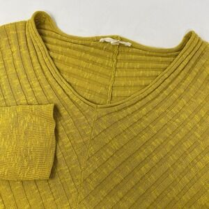 Eileen Fisher Womens XS Linen Blend Gold Yellow V Neck Long Sleeve Tunic Sweater